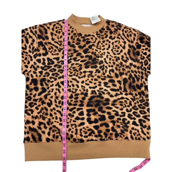 $49 Bp Womens Mock Neck Graphic Sweatshirt In Tan Simple Leopard Print SZ-Medium - Picture 7 of 9
